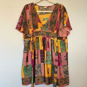 70's-style silk caftan, knee length
